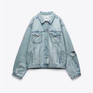 Zara Oversized Denim Jacket with rips
